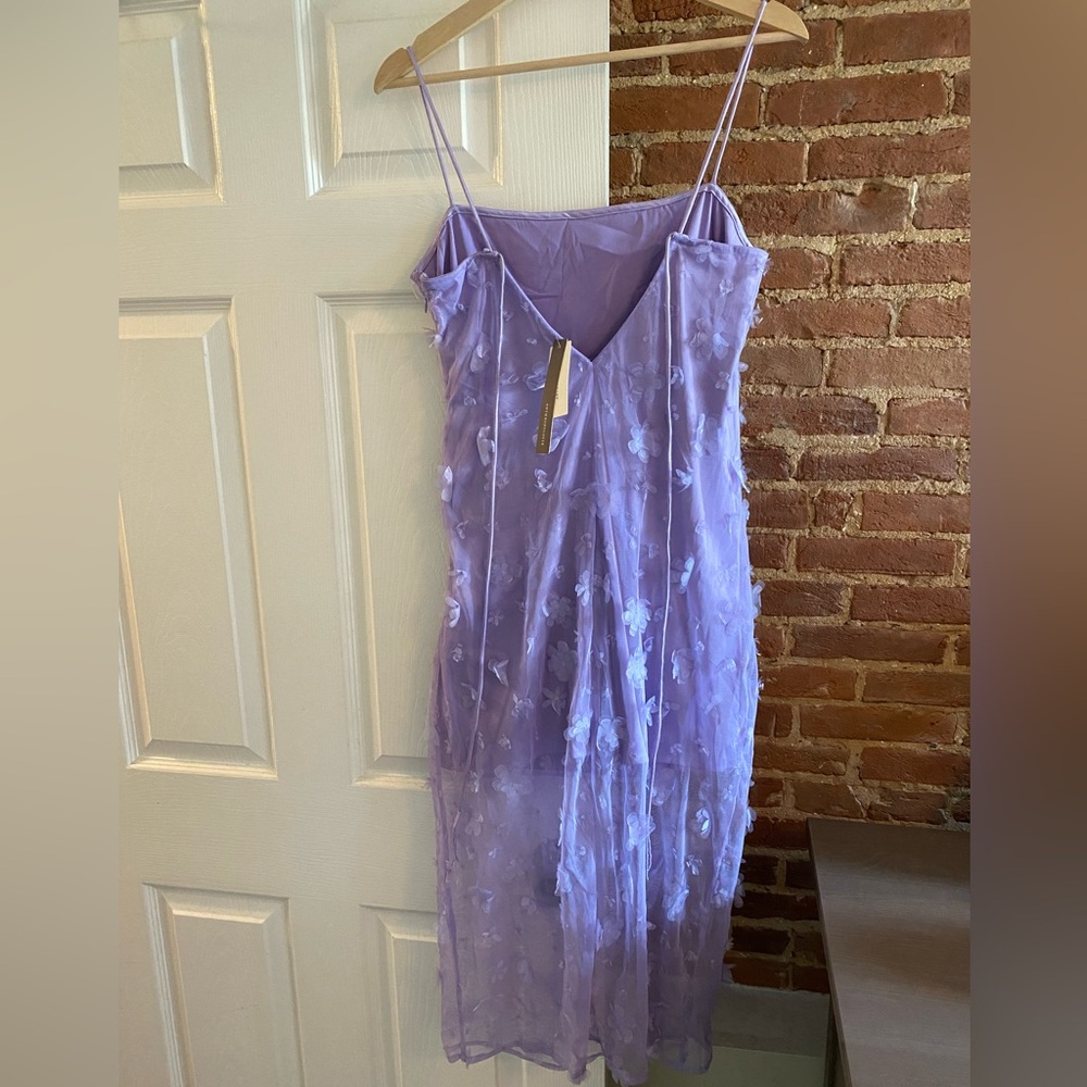 NWT Anthropologie | Lavender Midi Dress with Floral Appliqué - 10 - Picture 4 of 14